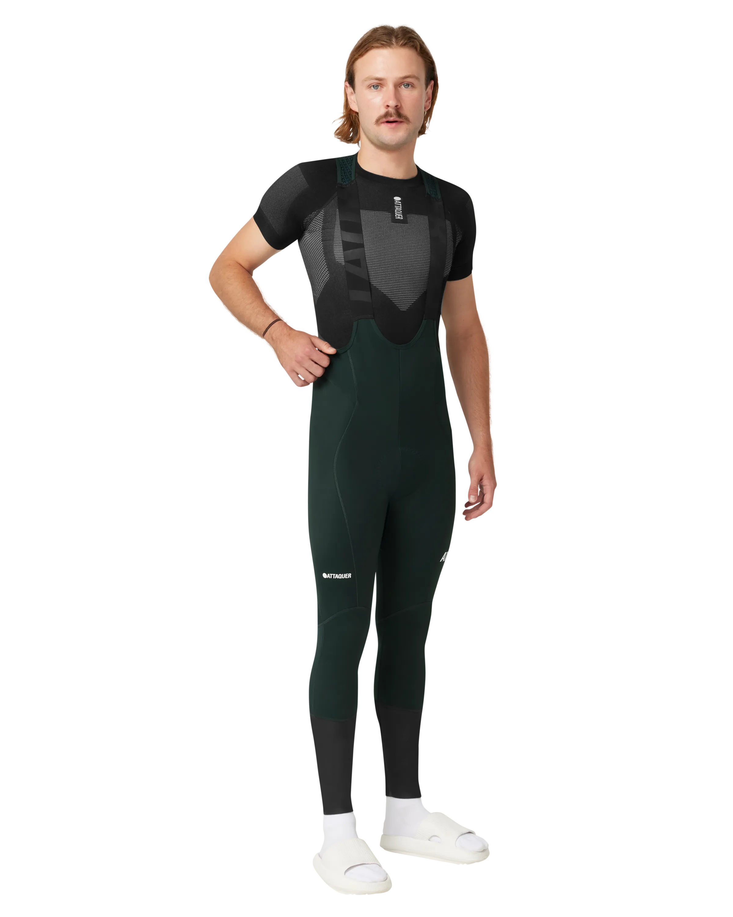 All Day Winter Bib Long Forest Green/White Logo - Image 2