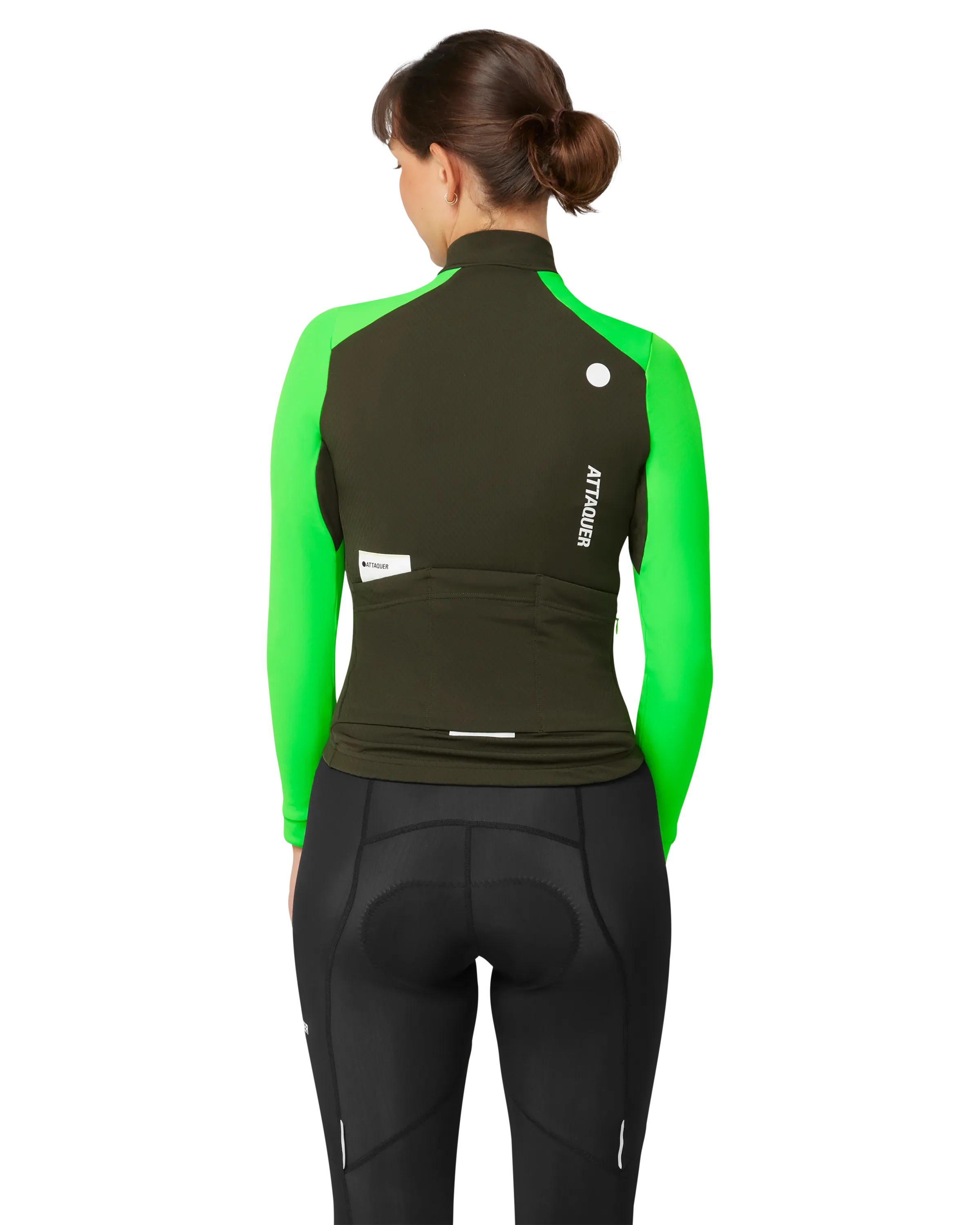 Womens All Day Winter Long Sleeved Jersey Pine/Fluro Green - Image 3